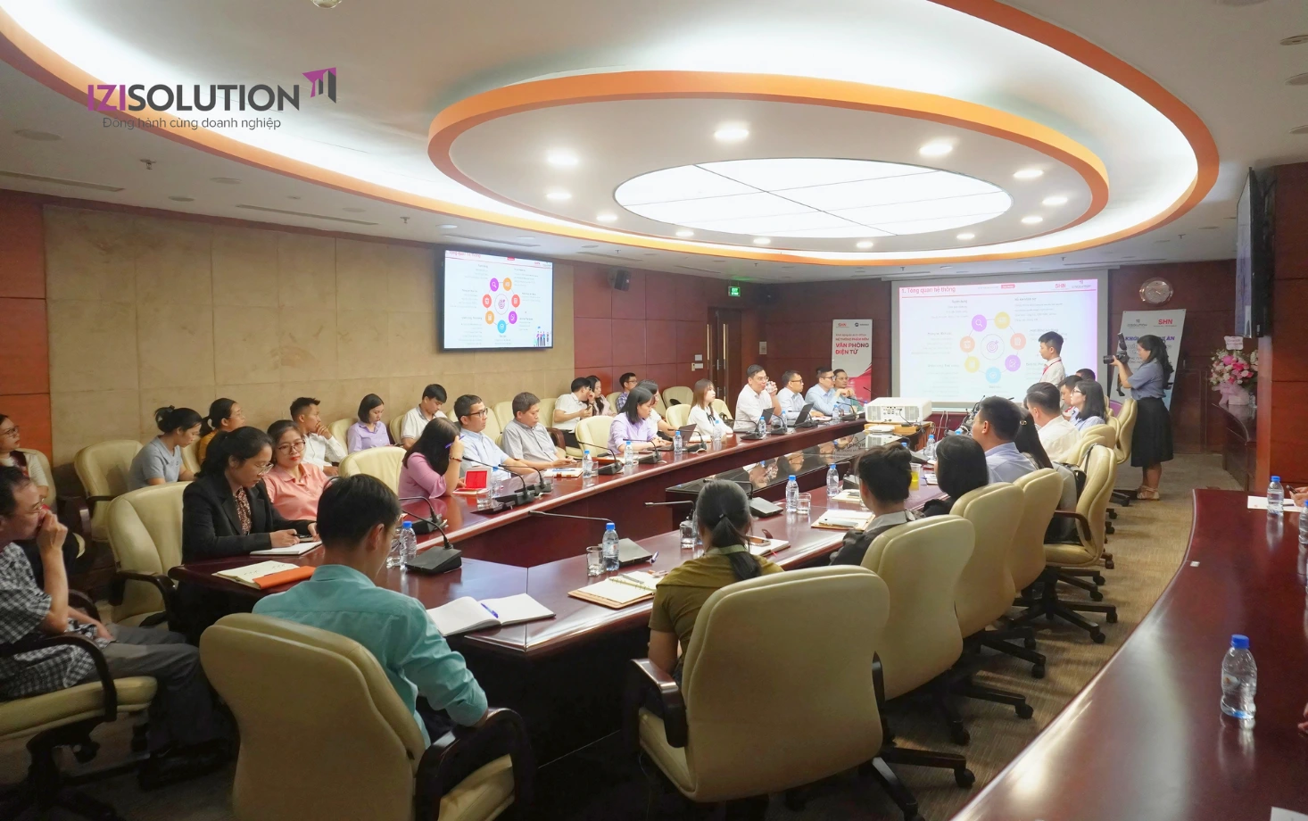 Đội dự án IZISolution và SHN họp bàn triển khai phần mềm chấm công tính lương iziHRM